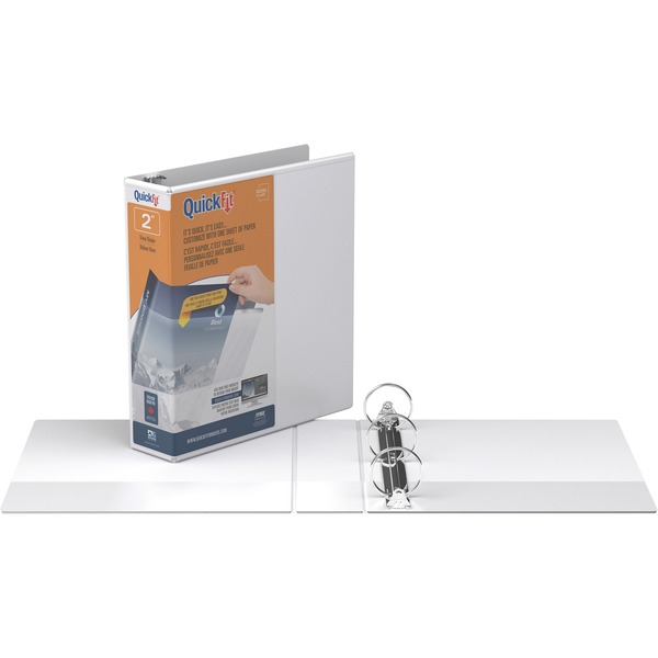 QuickFit Round Ring Unique Binder - 2" Binder Capacity - Letter - 8 1/2" x 11" Sheet Size - 400 Sheet Capacity - 2" Ring - Round Ring Fastener(s) - 2 Internal Pocket(s) - Vinyl - White - Recycled - Print-transfer Resistant, Exposed Rivet, PVC-free - 1 Each