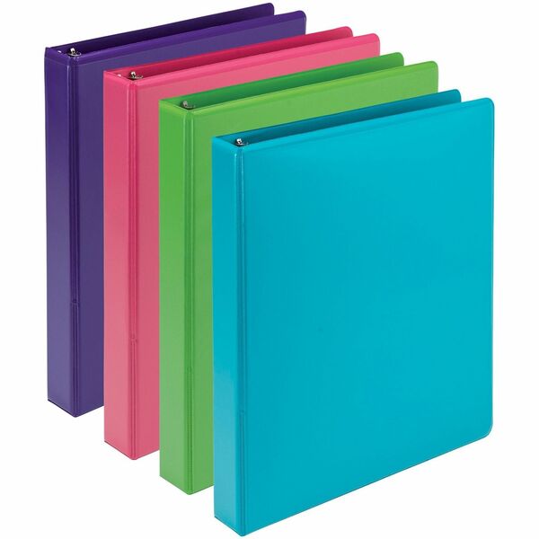 Samsill Earthchoice Durable View Binder - 1" Binder Capacity - Letter - 8 1/2" x 11" Sheet Size - 200 Sheet Capacity - 1" Ring - 3 x Round Ring Fastener(s) - 2 Internal Pocket(s) - Chipboard - Assorted - Recycled - Bio-based, Durable, Clear Overlay, Flexible - 4 / Pack
