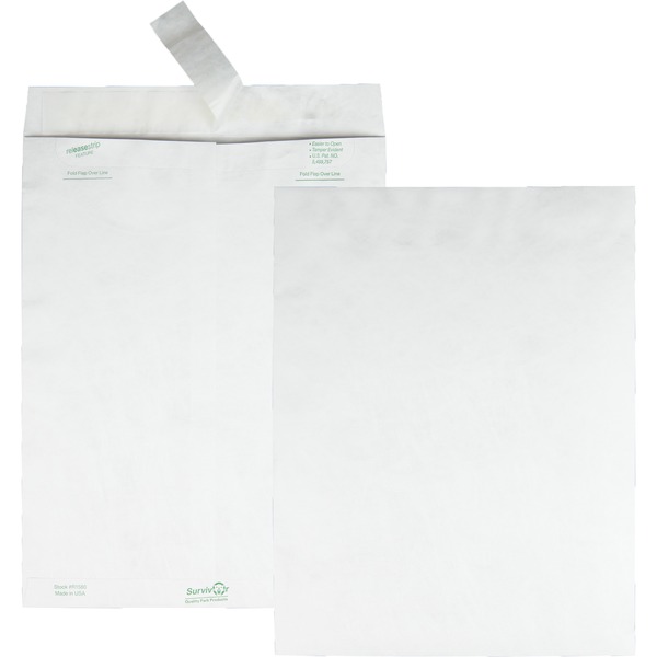 Survivor® 10 x 13 DuPont Tyvek Catalog Mailer with Self-Sealing Closure - Catalog - #13 1/2 - 10" Width x 13" Length - 14 lb - Peel & Seal - Tyvek - 100 / Box - White