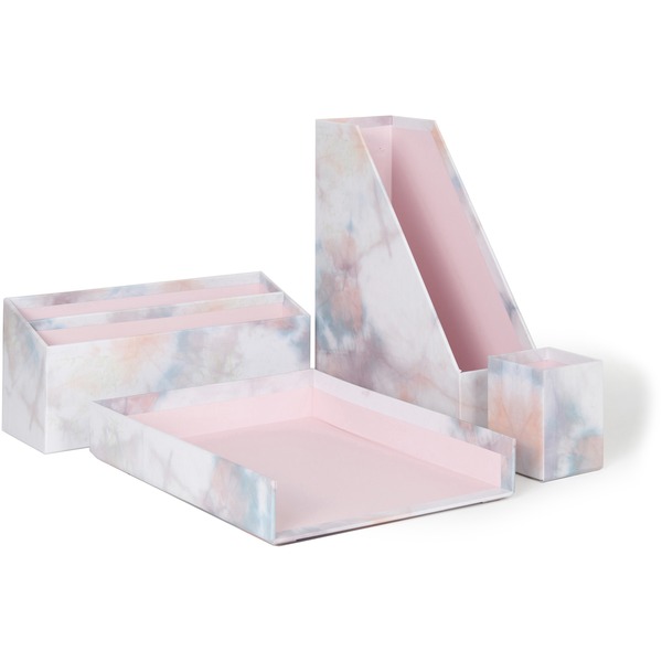 U Brands 4 Piece Desk Organization Kit - 4.1" Height x 9.8" Width12" Lengthsktop - Sturdy, Lightweight - Soft Dye - Chipboard, Paper - 1 Each