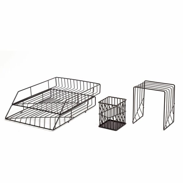 U Brands Vena Desk Organization 4 Piece Kit - Metal - Black - 1 Each