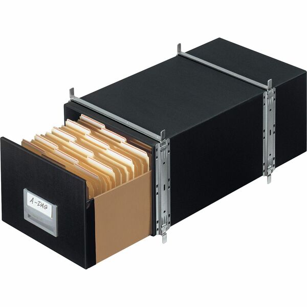 Bankers Box Staxonsteel File Storage Drawer System - Letter - Internal Dimensions: 12" Width x 24" Depth x 10.50" Height - External Dimensions: 14" Width x 25.5" Depth x 11.1" Height - Media Size Supported: Letter - Interlocking Closure - Heavy Duty - Stackable - Steel - Black - For File - Recycled - 6 / Carton