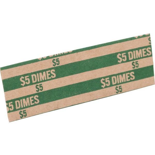 Sparco Flat Coin Wrappers - 1000 Wrap(s)Total $5.0 in 50 Coins of 10 Denomination - 60 lb Basis Weight - Kraft - Green - 1000 / Pack
