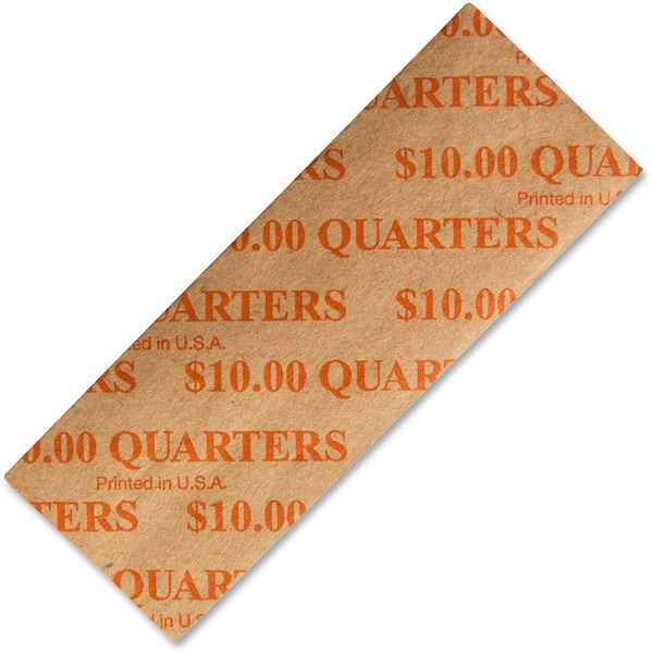 ICONEX Color-coded Flat Coin Wrappers - Total $10 in 25 Denomination - Color Coded, Sturdy - Kraft Paper - Orange - 1000 / Pack