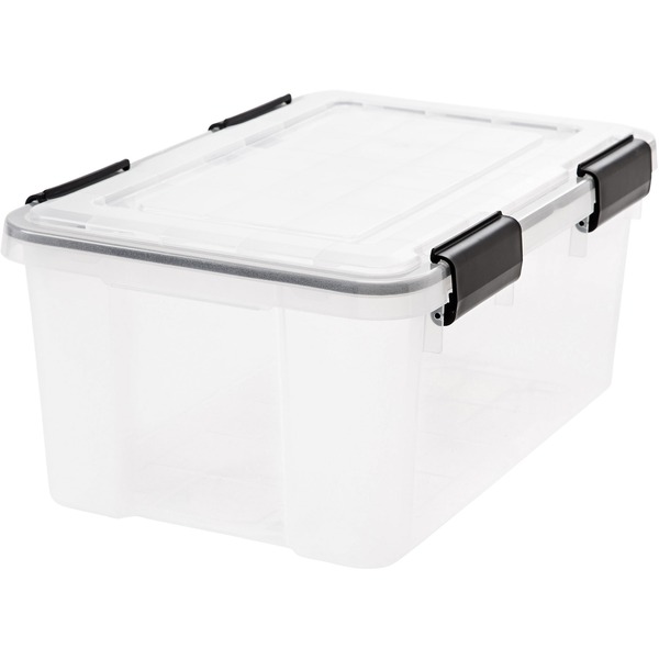 IRIS WeatherTight Heavy-duty Storage Tote - Internal Dimensions: 14.75" Length x 9.63" Width x 7" Height - External Dimensions: 17.5" Length x 11.8" Depth x 7.9" Height - 25 lb - 4.75 gal - Heavy Duty - Stackable - Plastic - Clear - For Craft Supplies, Clothes - 6 / Carton