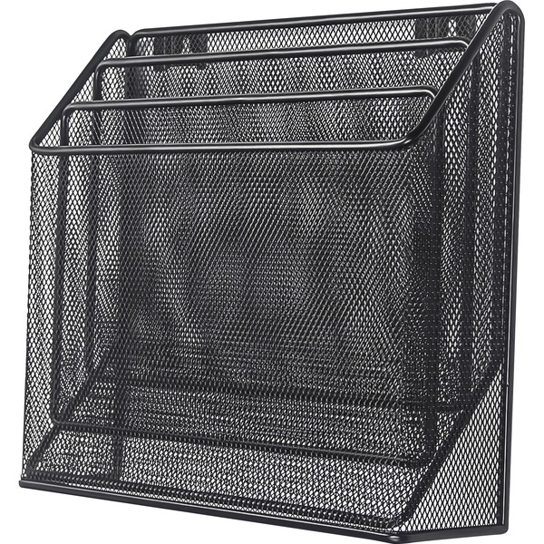 Lorell Mesh Desktop Organizer - 3 Tier(s) - 11.4" Height x 3.5" Width12.7" Lengthsktop - Durable - Black - Metal - 1 Each