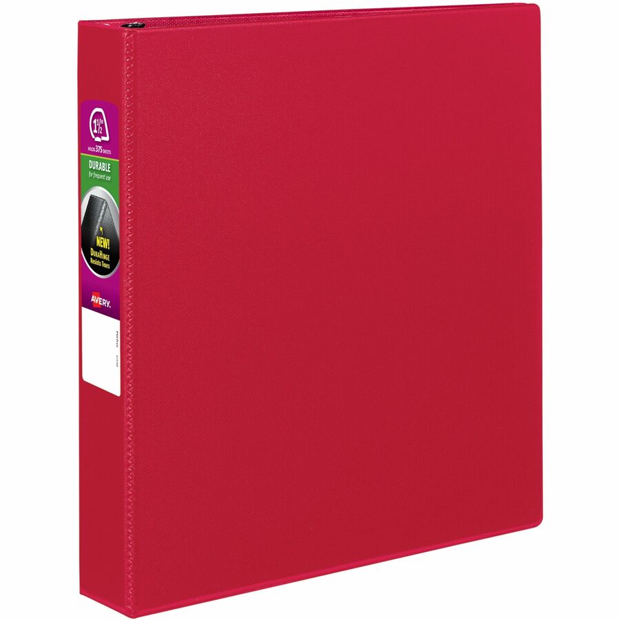 Avery® Durable View Binder - 1 1/2" Binder Capacity - Letter - 8 1/2" x 11" Sheet Size - 375 Sheet Capacity - 3 x Slant Ring Fastener(s) - 2 Pocket(s) - Polypropylene - Recycled - Pocket, Durable, Long Lasting, Tear Resistant, Split Resistant, Sturdy - 1 Each