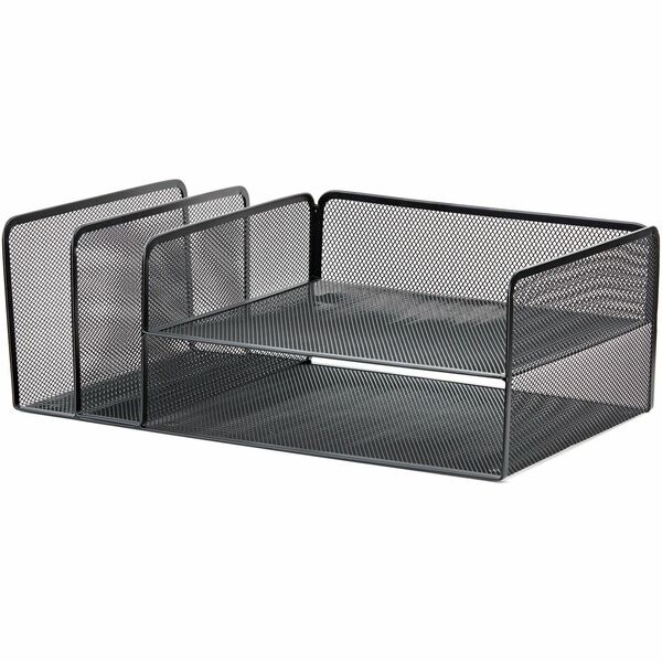 Lorell 4-Tier File Organizer - 4 Tier(s) - Horizontal/VerticalDesktop - Black - Steel Mesh - 1 Each