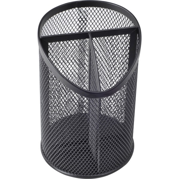 Lorell Mesh Desktop Organizer - 6.1" Height x 4.1" Width4.1" Lengthsktop - Black - Metal - 1 Each