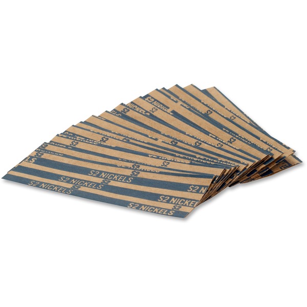 PAP-R Flat Coin Wrappers - Total $2.00 in 40 Coins of 5 Denomination - Heavy Duty - Paper, Kraft - Blue - 1000 / Box
