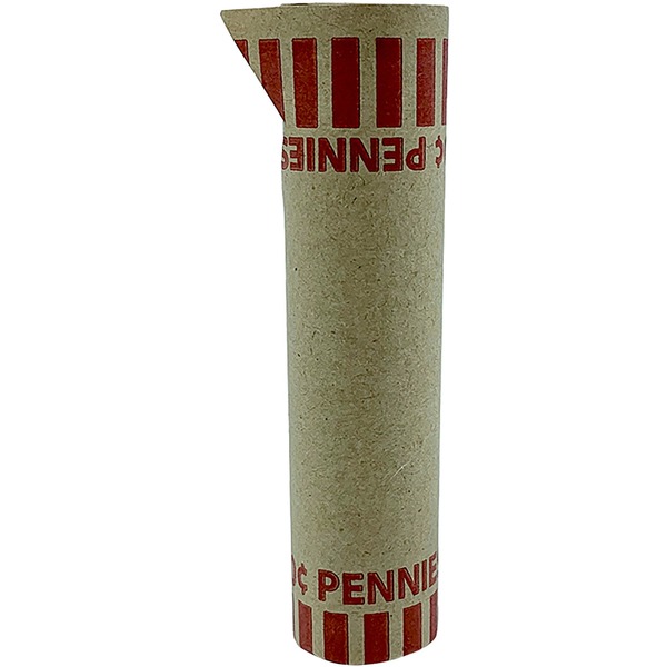 PAP-R Tubular Coin Wrap - 1 Denomination - Durable, Burst Resistant, Crimped, Pre-formed - 57 lb Basis Weight - Paper - Red - 1000 / Box