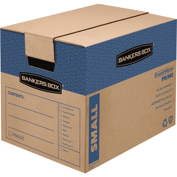 SmoothMove™ Prime Moving Boxes, Small - Internal Dimensions: 12" Width x 16" Depth x 12" Height - External Dimensions: 12.4" Width x 17.3" Depth x 12.6" Height - Lid Lock Closure - Heavy Duty - Kraft, Board - Kraft - For Multipurpose - Recycled - 10 / Carton