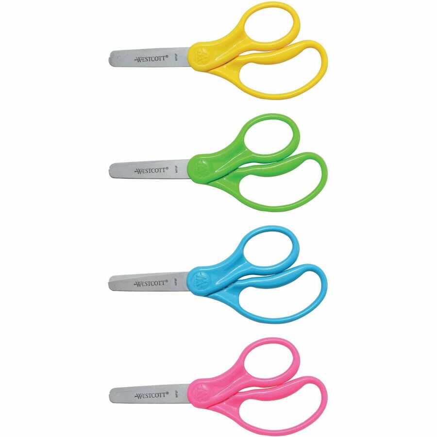 Westcott Junior Stainless Steel Blunt Tip Scissors - 5" Overall Length - Straight-left/right - Stainless Steel - Blunted Tip - Assorted - 1 Each
