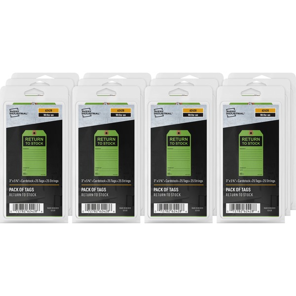Avery® RETURN TO STOCK Preprinted Inventory Tags - 5.75" Length x 3" Width - Rectangular - 12 / Carton - Card Stock - Green