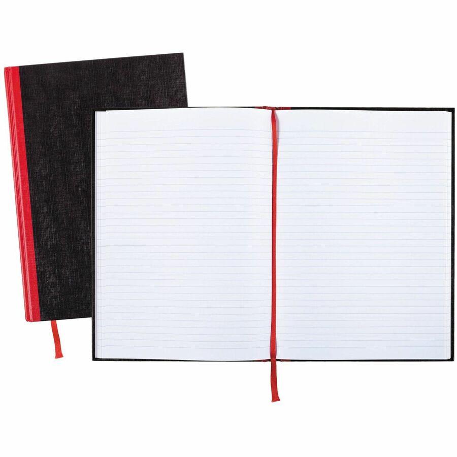 Black n' Red Casebound Ruled Notebooks - A4 - 96 Sheets - Sewn - 24 lb Basis Weight - A4 - 8 1/4" x 11 3/4" - White Paper - Red Binder - BlackHeavyweight Cover - Hard Cover, Ribbon Marker - 1 Each