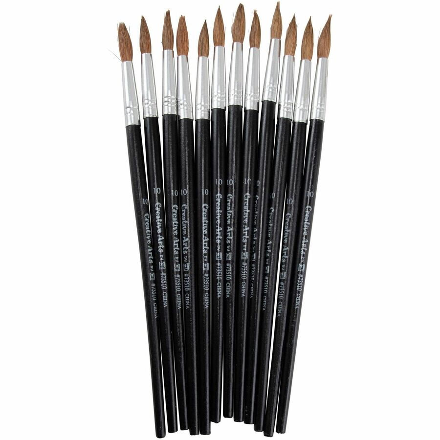 CLI Round Camel Hair Paint Brushes - 1 Brush(es) - No. 10 Wood Black Handle - Aluminum Ferrule