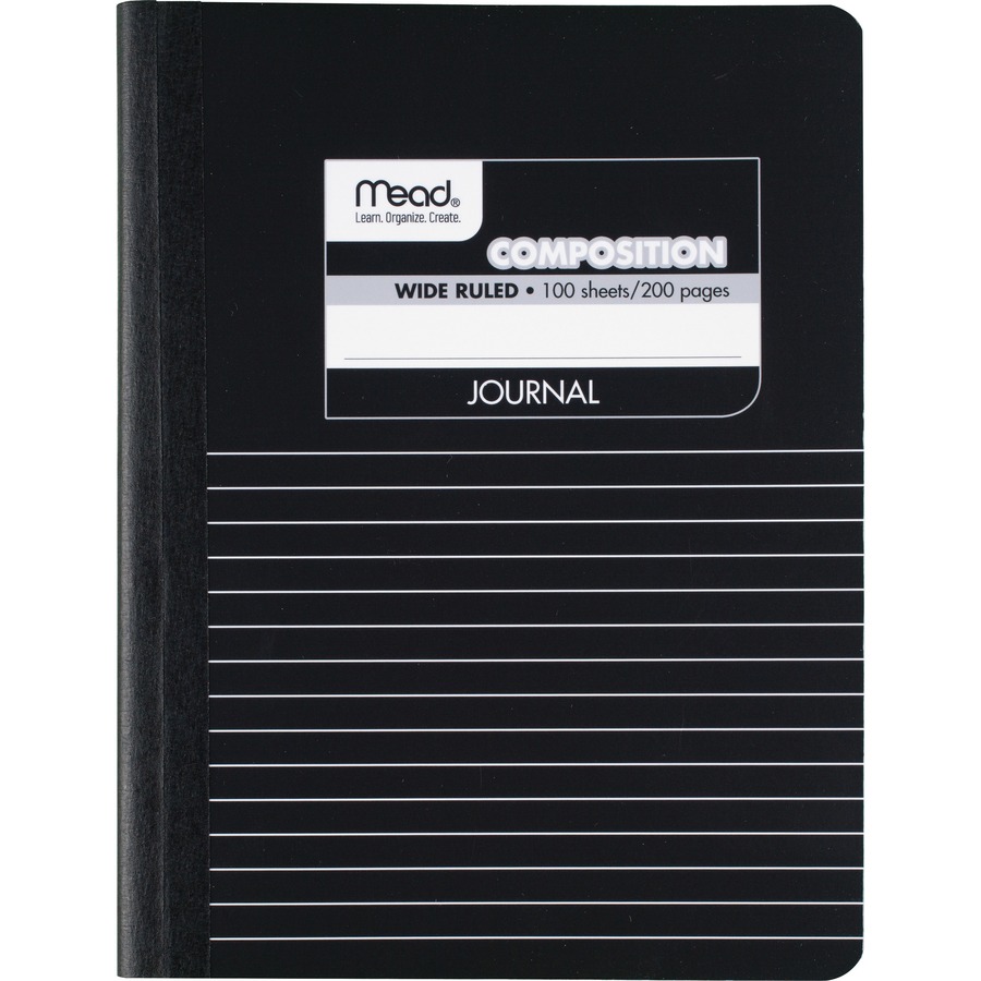 Mead Square Deal Black Marble Journal - 100 Sheets - Sewn - 7 1/2" x 9 3/4" - Black Marble Cover - Schedule - 1 Each