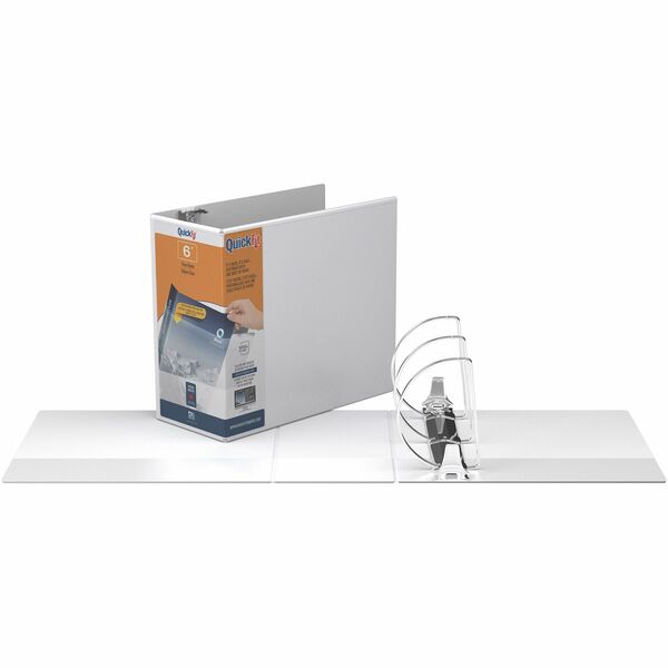 QuickFit D-Ring View Binders - 6" Binder Capacity - Letter - 8 1/2" x 11" Sheet Size - 1350 Sheet Capacity - 6" Ring - 3 x D-Ring Fastener(s) - Internal, Front, Back Pocket(s) - Polypropylene - White - Recycled - Wrap-around, Spine, Print-transfer Resistant, PVC-free, Exposed Rivet, Durable, Ink-transfer Resistant - 1 Each