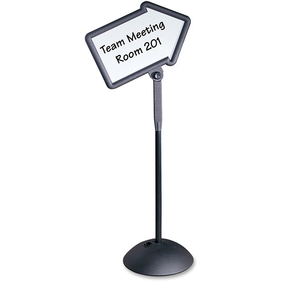 Safco Write Way Dual-sided Directional Sign - 1 Each - 18" Width x 64.3" Height - Arrow Shape - Both Sides Display, Magnetic, Durable - Steel - Black