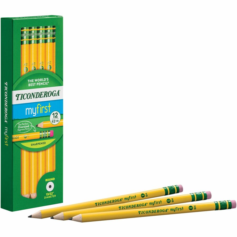 Ticonderoga My First Pencil with Eraser - #2 Lead - Yellow Barrel - 1 Dozen