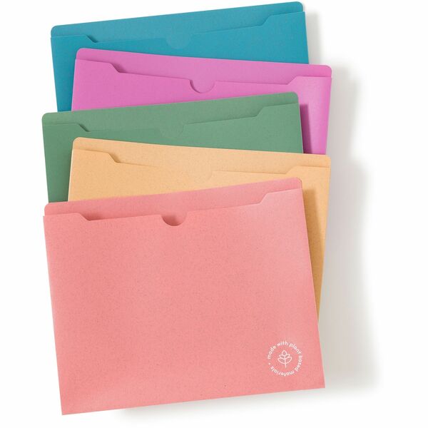 U Brands Letter File Jacket - 8 1/2" x 11" - 1" Expansion - 1 Pocket(s) - Full Length Tab Position - Polypropylene, Poly - Assorted - 0% Recycled - 10 / Pack