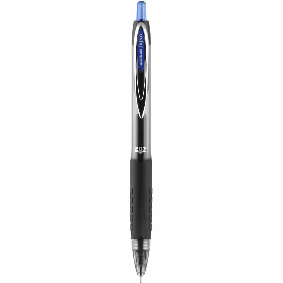 uniball™ 207 Needle Gel Pens - Medium Pen Point - 0.7 mm Pen Point Size - Needle Pen Point Style - Retractable - Blue - Blue Barrel - 1 Dozen