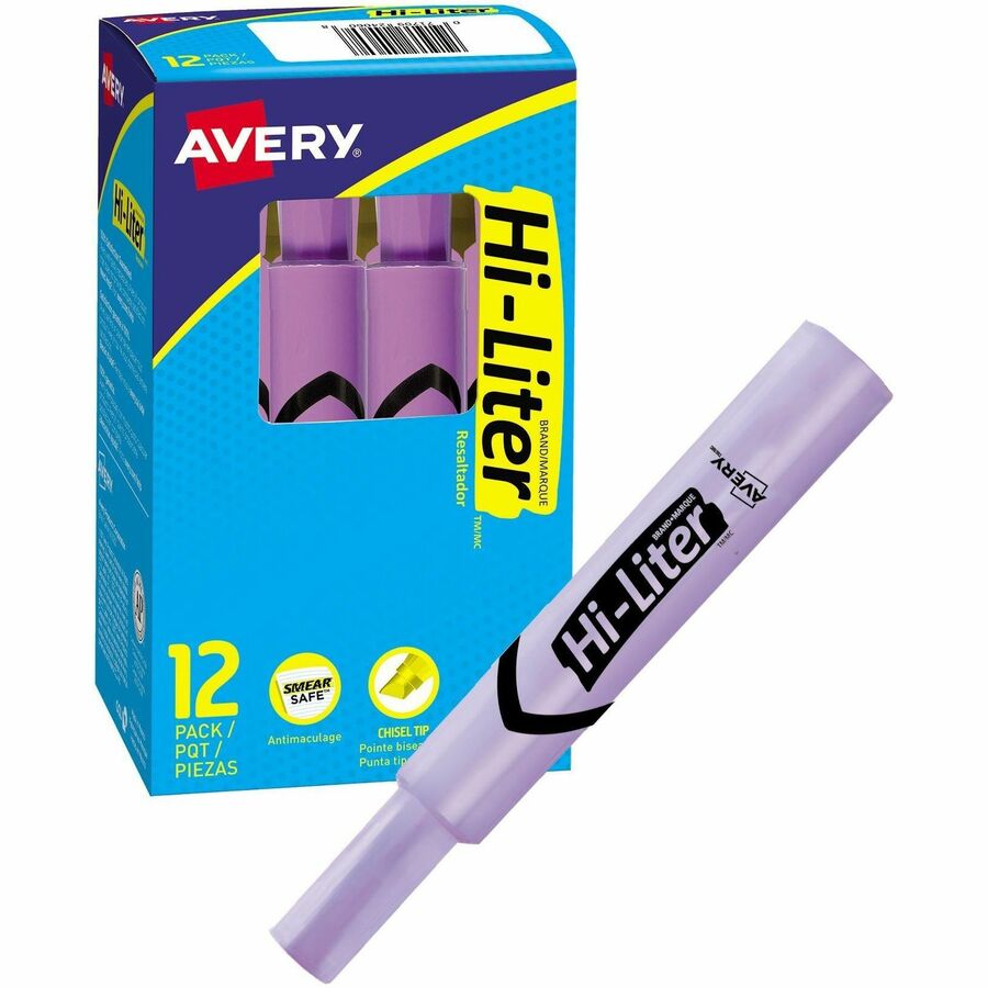 Avery® Desk Style Highlighters - Chisel Marker Point Style - Fluorescent Purple - Purple Barrel