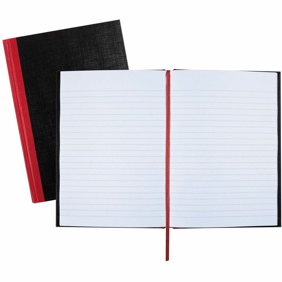 Black n' Red Casebound Ruled Notebooks - A5 - 96 Sheets - Sewn - 24 lb Basis Weight - A5 - 5 5/8" x 8 1/4" - White Paper - Red Binder - Black Cover - Ribbon Marker, Hard Cover - 1 Each
