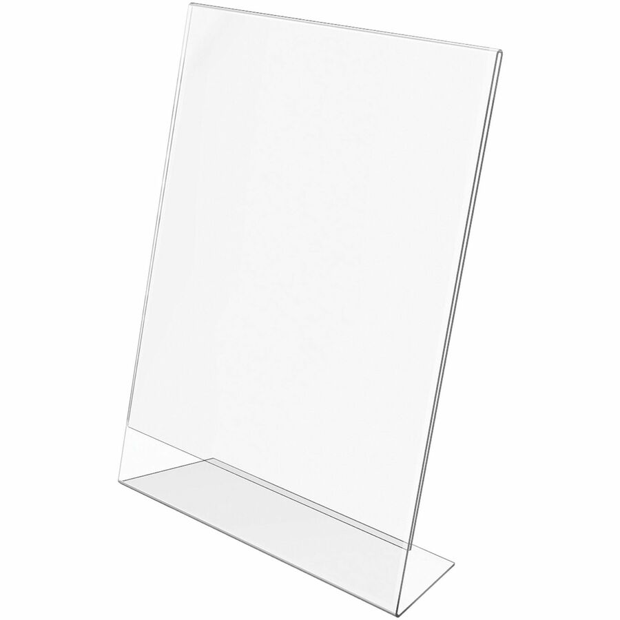 Deflecto Classic Image Slanted Sign Holder - 1 Each - 8.5" Width x 11" Height - Rectangular Shape - Side-loading, Self-standing - Plastic - Clear