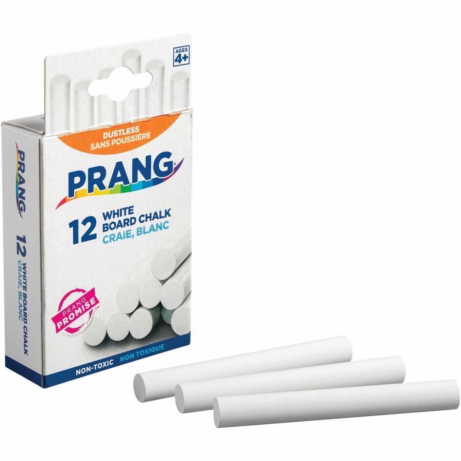 Prang White Chalk Sticks - 3.3" Length - 0.4" Diameter - White - 12 / Box