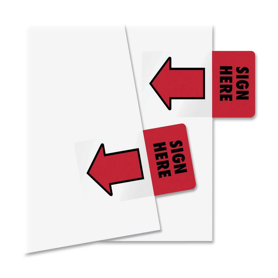 Redi-Tag Sign Here Red Arrow Page Flags - 50 - 1" x 1.68" - Rectangle - "SIGN HERE" - Red - Removable, Self-adhesive - 50 / Pack