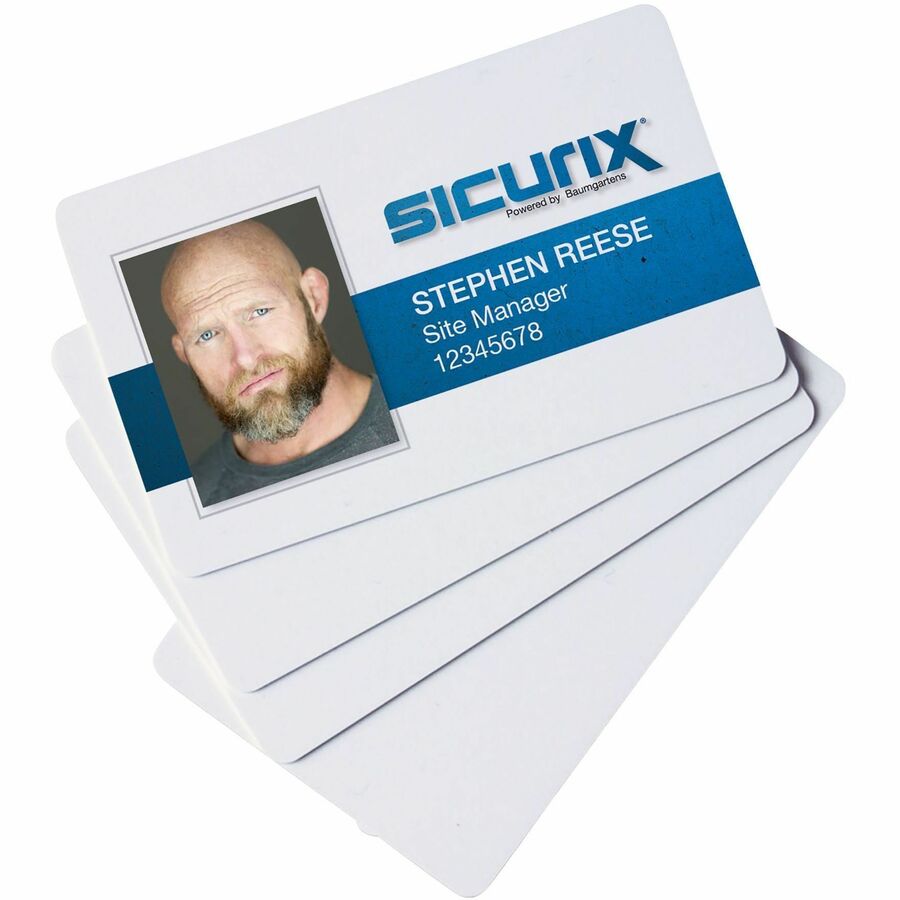 SICURIX PVC ID Card - 2.12" x 3.37" Length - 100 - White
