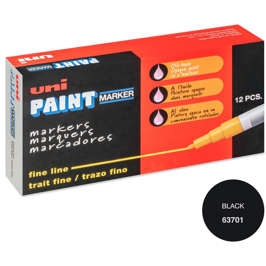 uni® uni-Paint PX-21 Oil-Based Paint Marker - Fine Marker Point - Retractable - Black - Rubber Barrel - 1 Each