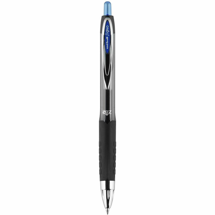 uniball™ 207 Gel Pen - Medium Pen Point - 0.7 mm Pen Point Size - Refillable - Retractable - Blue Gel-based Ink - 1 Dozen