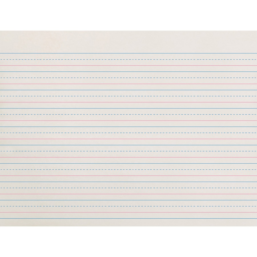 Zaner-Bloser Dotted Midline Newsprint Paper - 500 Sheets - 0.50" Ruled - Unruled Margin - 10 1/2" x 8" - White Paper - 500 / Pack