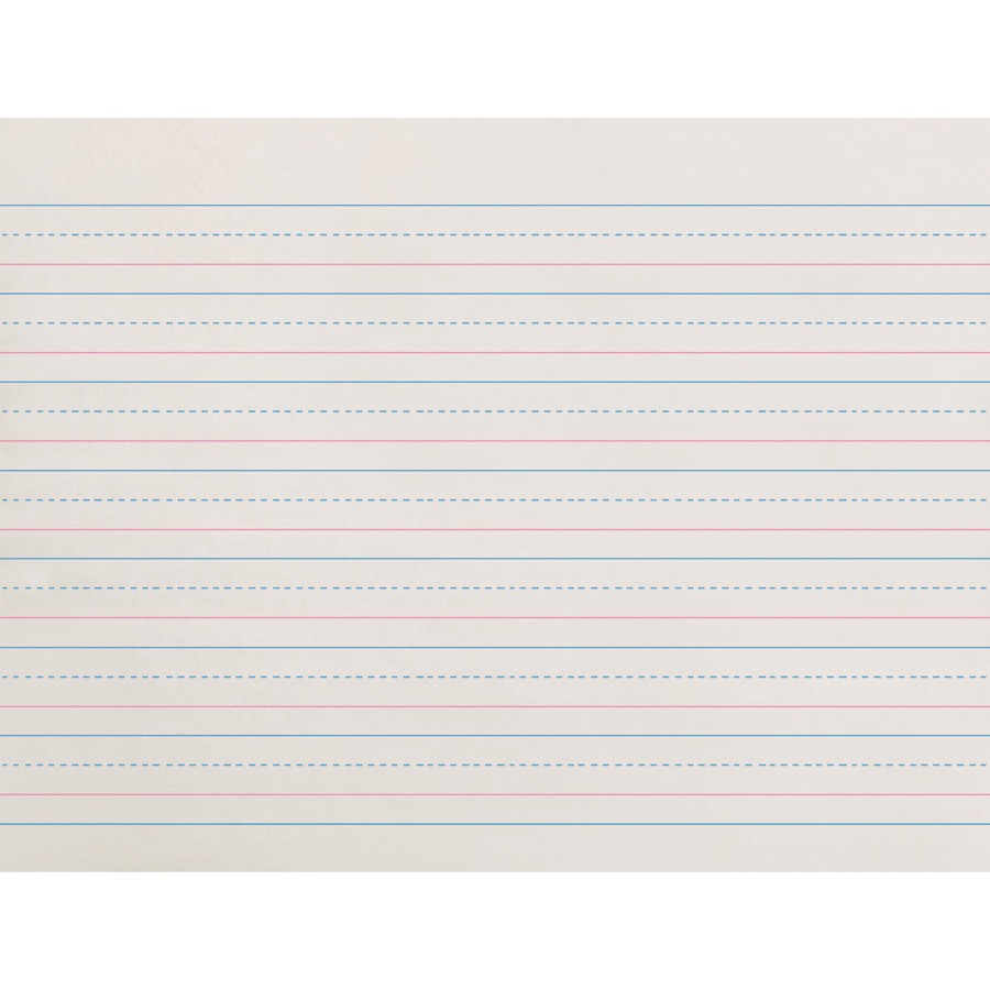 Zaner-Bloser Dotted Midline Newsprint Paper - 500 Sheets - 0.63" Ruled - Unruled Margin - 10 1/2" x 8" - White Paper - 500 / Pack