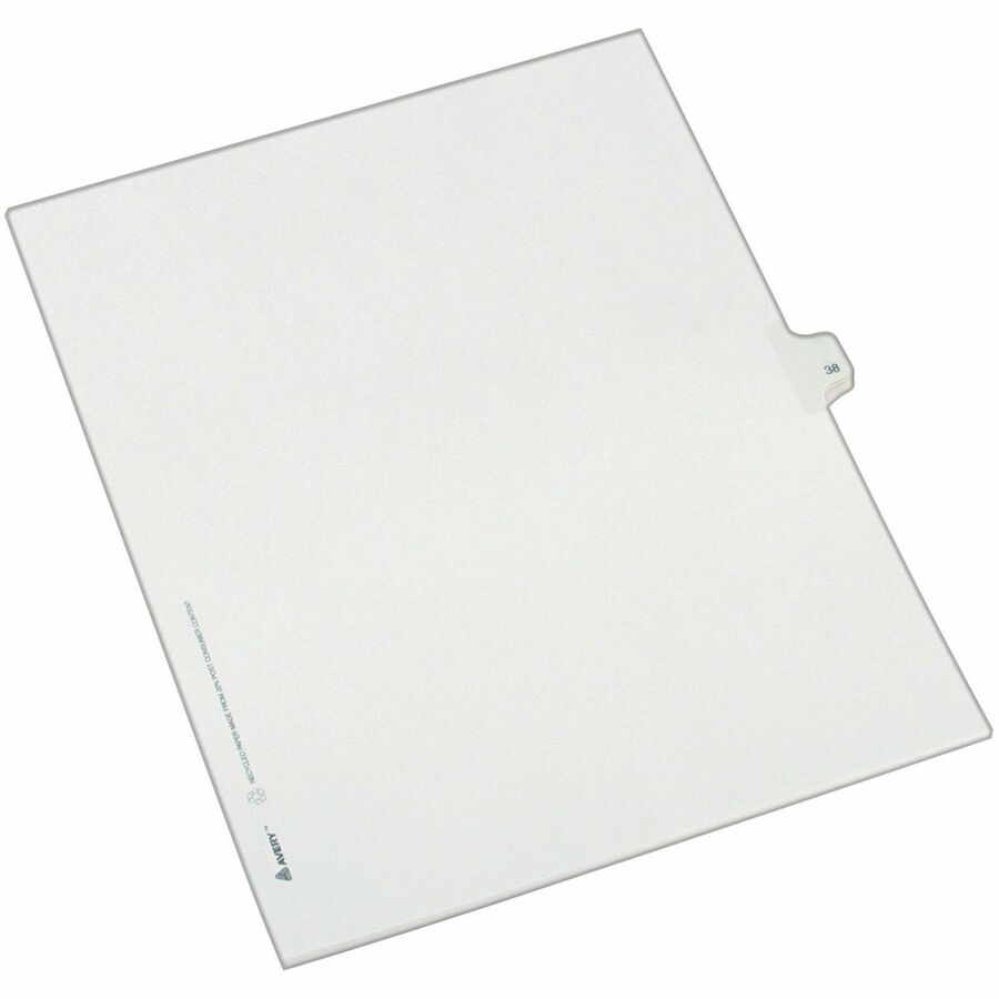 Avery® Alllstate Style Individual Legal Dividers - 25 x Divider(s) - Side Tab(s) - 38 - 1 Tab(s)/Set - 8.5" Divider Width x 11" Divider Length - Letter - 8.50" Width x 11" Length - Paper Divider - White Tab(s) - 1