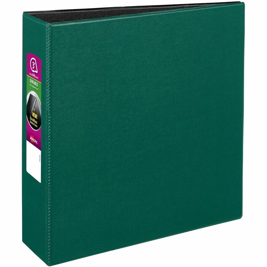 Avery® Durable Binder - DuraHinge - 3" Binder Capacity - Letter - 8 1/2" x 11" Sheet Size - 600 Sheet Capacity - 3 x Slant D-Ring Fastener(s) - 2 Internal Pocket(s) - Black - 1.98 lb - Recycled - Gap-free Ring, Stacked Pocket, Exposed Rivet, Durable - 1 Each