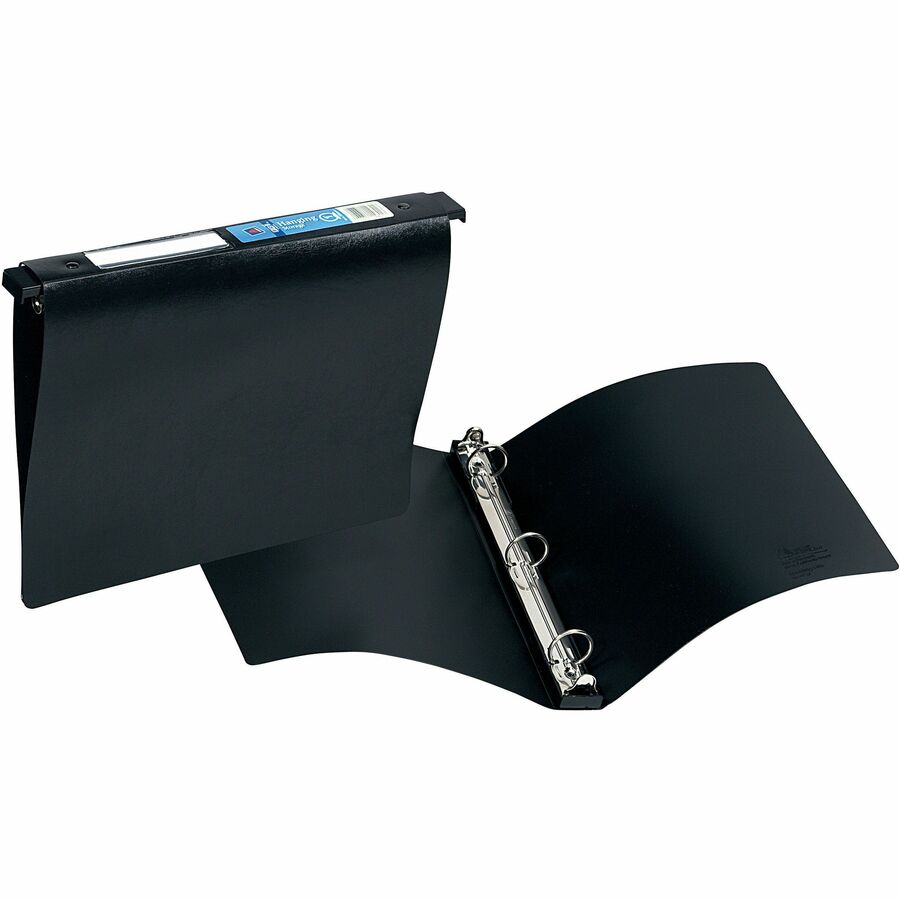 Avery® Hanging Storage Flexible Binder - 1" Binder Capacity - Letter - 8 1/2" x 11" Sheet Size - 175 Sheet Capacity - 3 x Round Ring Fastener(s) - Vinyl - Black - 9.28 oz - Gap-free Ring, Locking Ring, Label Holder, Non-stick, Sturdy, Flexible - 1 Each