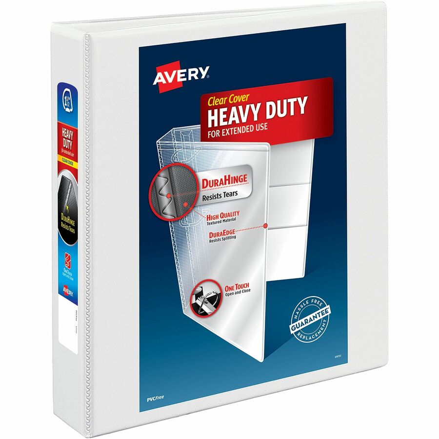 Avery® Heavy-duty Nonstick View Binder - 1 1/2" Binder Capacity - Letter - 8 1/2" x 11" Sheet Size - 375 Sheet Capacity - 3 x Slant D-Ring Fastener(s) - 4 Internal Pocket(s) - Poly - Light Blue - Recycled - Gap-free Ring, Non-stick, Stacked Pocket, Heavy Duty, Exposed Rivet, PVC-free, Clear Overlay - 1 Each