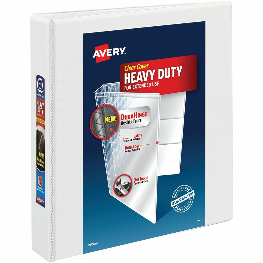 Avery® Heavy-Duty View 3 Ring Binder - 1 1/2" Binder Capacity - Letter - 8 1/2" x 11" Sheet Size - 400 Sheet Capacity - 3 x Ring Fastener(s) - 4 Pocket(s) - Polypropylene - Recycled - Pocket, Heavy Duty, One Touch Ring, Long Lasting, Tear Resistant, Split Resistant, Locking Ring - 1 Each