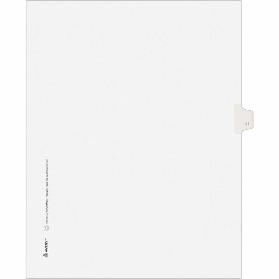 Avery® Individual Legal Exhibit Dividers - Avery Style - Unpunched - 25 x Divider(s) - 25 Printed Tab(s) - Digit - 11 - 1 Tab(s)/Set - 8.5" Divider Width x 11" Divider Length - Letter - White Paper Divider - White Tab(s) - 25 / Pack