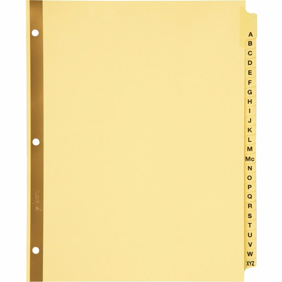Avery® Laminated Dividers - Gold Reinforced - 25 x Divider(s) - Printed Tab(s) - Character - A-Z - 25 Tab(s)/Set - 8.5" Divider Width x 11" Divider Length - Letter - 3 Hole Punched - Buff Paper Divider - Buff Tab(s) - 25 / Set