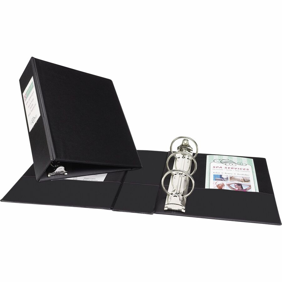 Avery® Mini Durable Binder - 2" Binder Capacity - 8 1/2" x 5 1/2" Sheet Size - 375 Sheet Capacity - 3 x Round Ring Fastener(s) - 2 Internal Pocket(s) - Vinyl - Black - Gap-free Ring, Label Holder, Stacked Pocket, Rivet - 1 Each