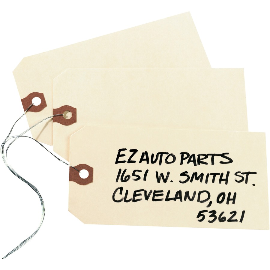 Avery® Shipping Tags - #26 - 5.25" Length x 2.62" Width - Rectangular - Wire Fastener - 1000 / Box - Card Stock, Pulp - Manila