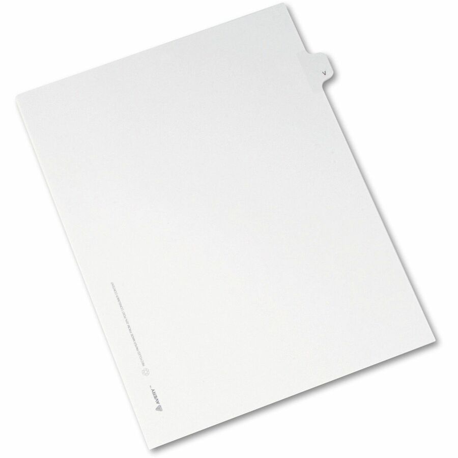 Avery® Side Tab Individual Legal Dividers - 25 x Divider(s) - Side Tab(s) - V - 1 Tab(s)/Set - 8.5" Divider Width x 11" Divider Length - Letter - 8.50" Width x 11" Length - Paper Divider - White Tab(s) - 1
