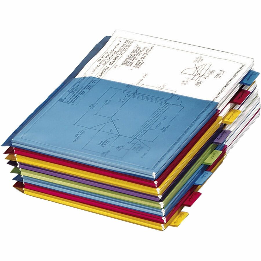 Cardinal Expanding Pocket Poly Divider - 8 x Divider(s) - 8 Tab(s)/Set - 9.8" Divider Width x 11.50" Divider Length - Letter - 8.50" Width x 11" Length - 3 Hole Punched - Assorted Polyethylene Divider - Multicolor Poly Tab(s) - 8 Each