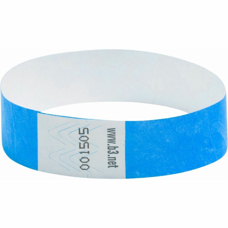 SICURIX Standard Dupont Tyvek Security Wristband - 100 / Pack - 0.8" Height x 10" Width Length - Blue - Tyvek