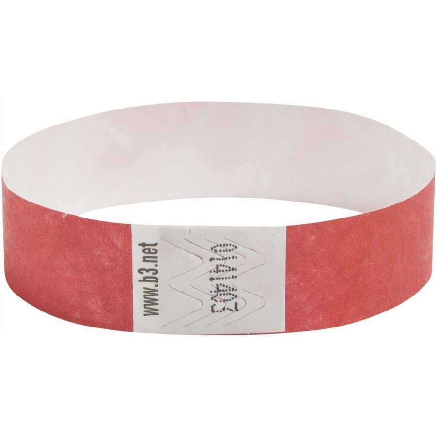SICURIX Standard Dupont Tyvek Security Wristband - 100 / Pack - 0.8" Height x 10" Width Length - Red - Tyvek