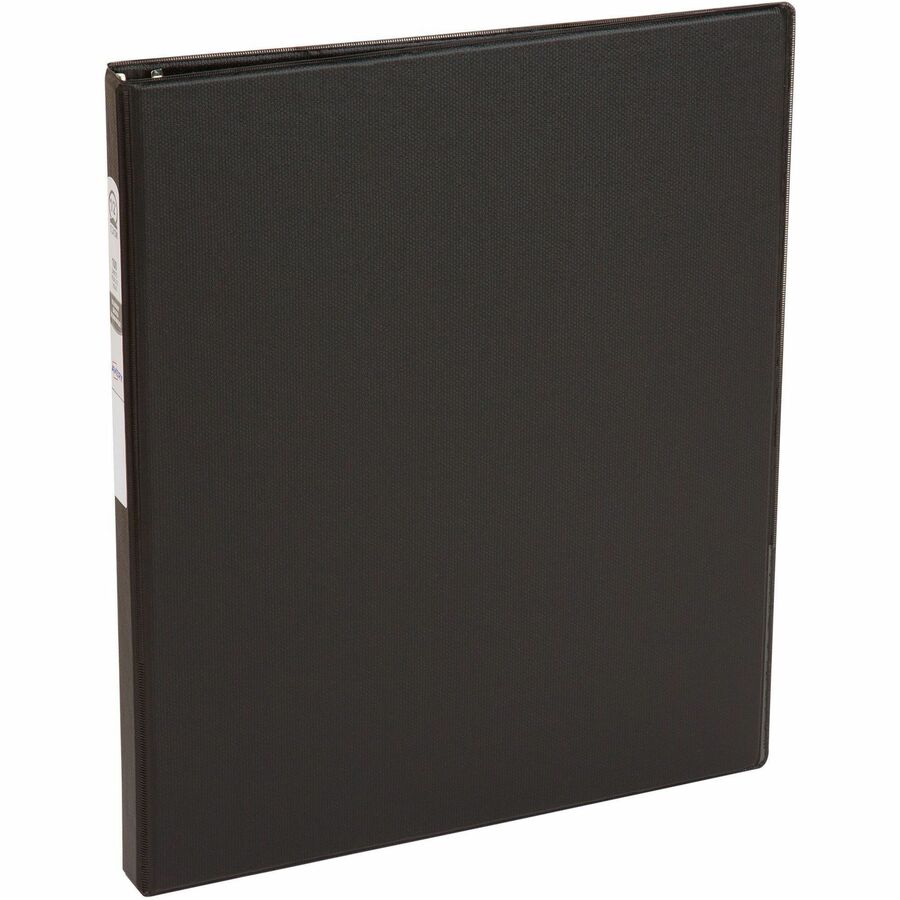 Avery® Economy Binder - 1/2" Binder Capacity - Letter - 8 1/2" x 11" Sheet Size - 100 Sheet Capacity - 3 x Round Ring Fastener(s) - 2 Internal Pocket(s) - Vinyl - Black - Recycled - Stain Resistant - 1 Each